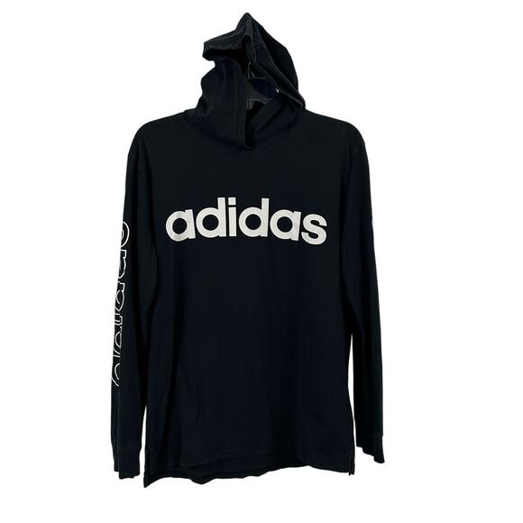 Adidas Kids Long Sleeve Logo Cotton Hoodie Tshirt Black Casual Unisex Size XL - Picture 1 of 6